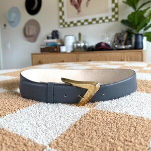 ROBINSONS GREY GOLD LEATHER BELT WOMENS ABSTRACT